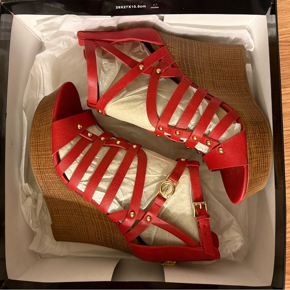 Guess Red Dezzie Wedges
